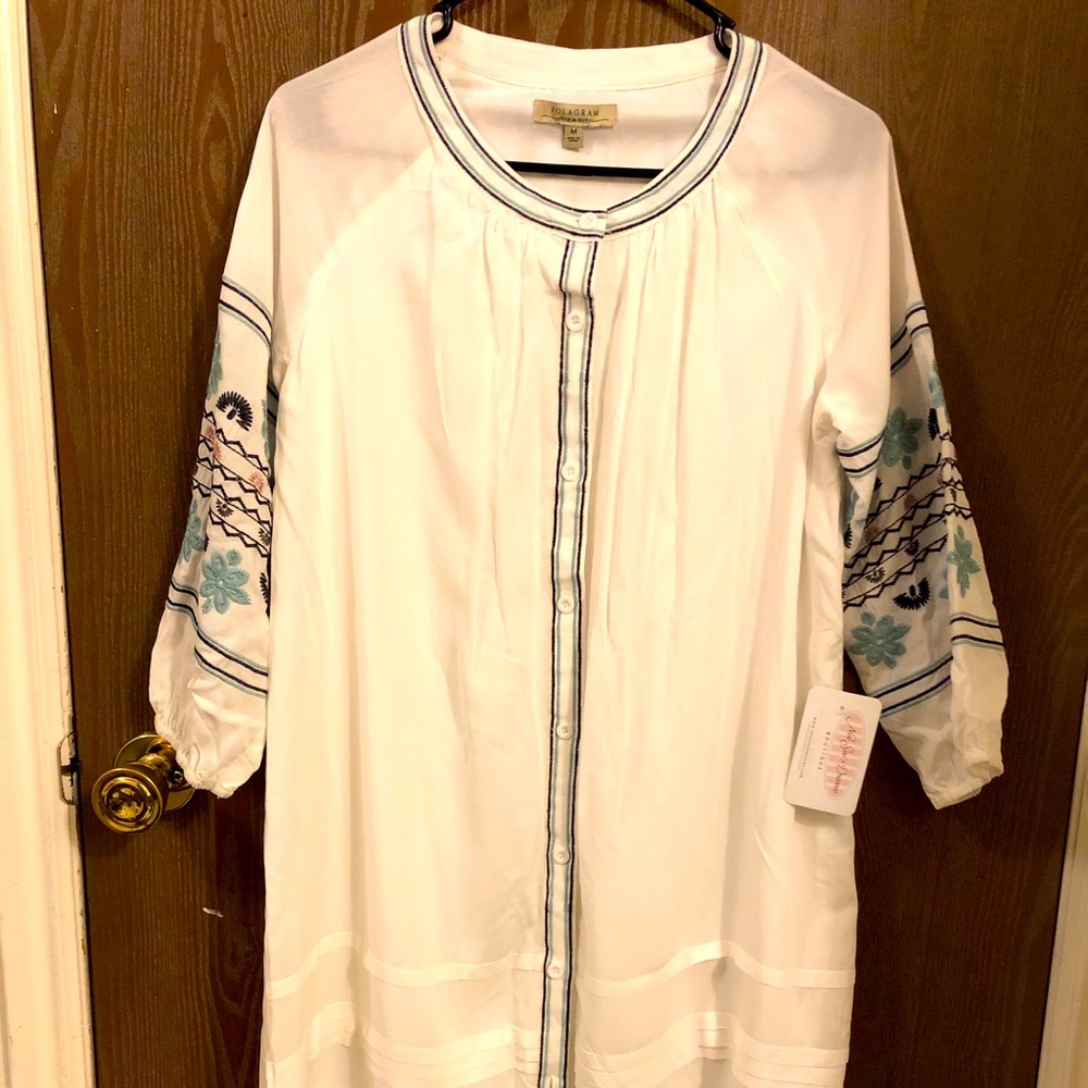 White button up embroidered dress